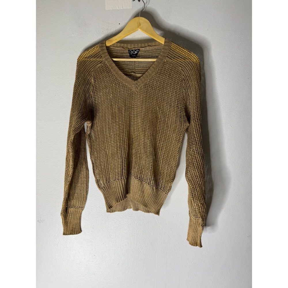 Vintage gap gold brown ‎ mesh v neck pullover sweater size medium